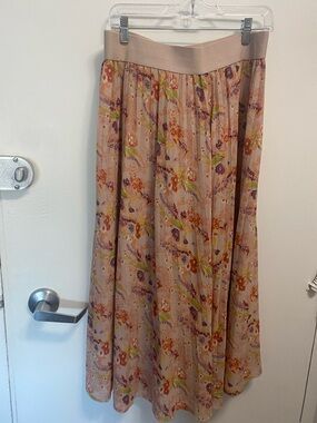 Floral Midi Skirt in Blush Pink